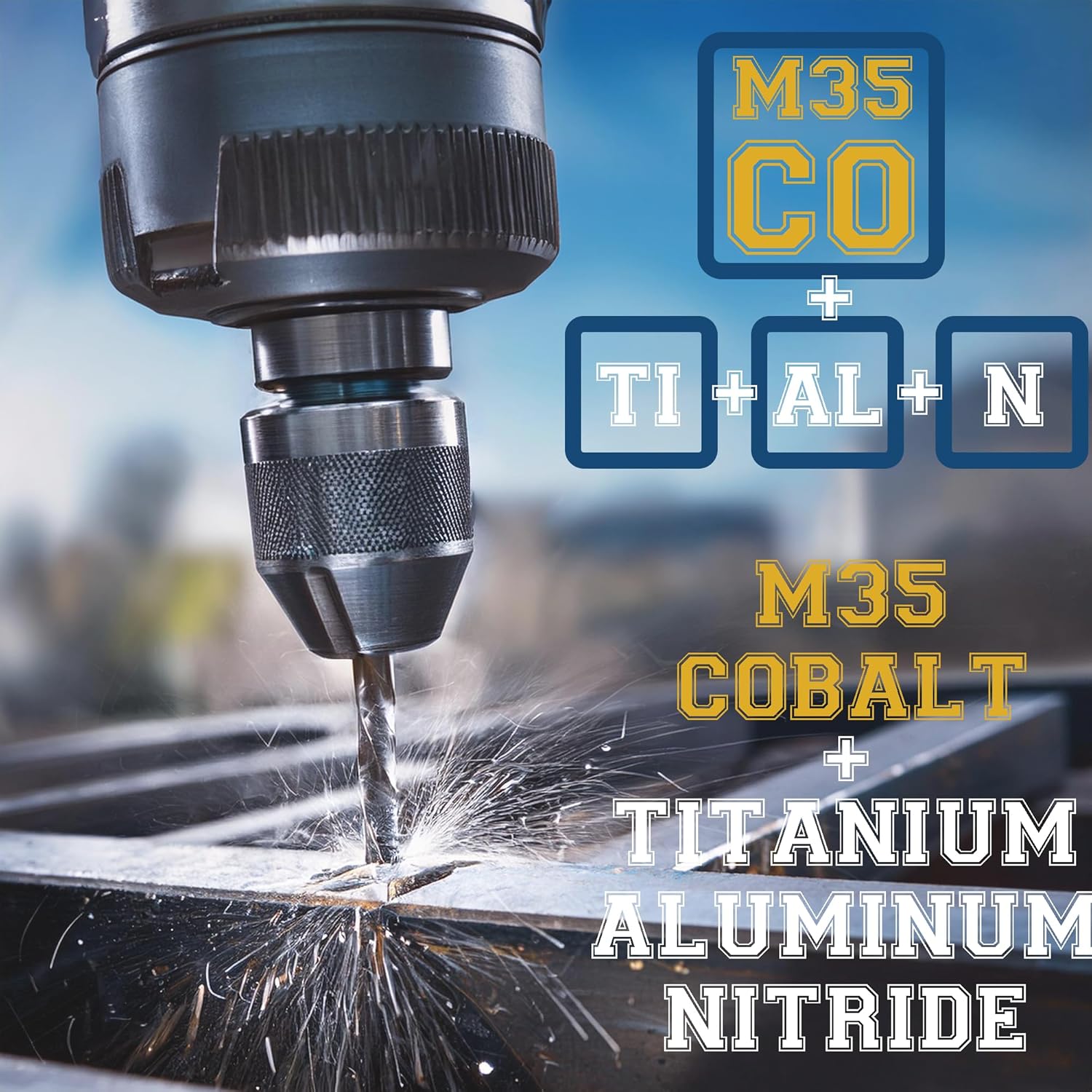 1/4 Inch Drill Bit (3 Pack) Industrial Grade M35 Cobalt Titanium Aluminum Nitrite - 1/4" Diameter & Total Length of 4" with Working Length of 2-3/4" Easily Drill Into Metal, Steel, & Aluminum